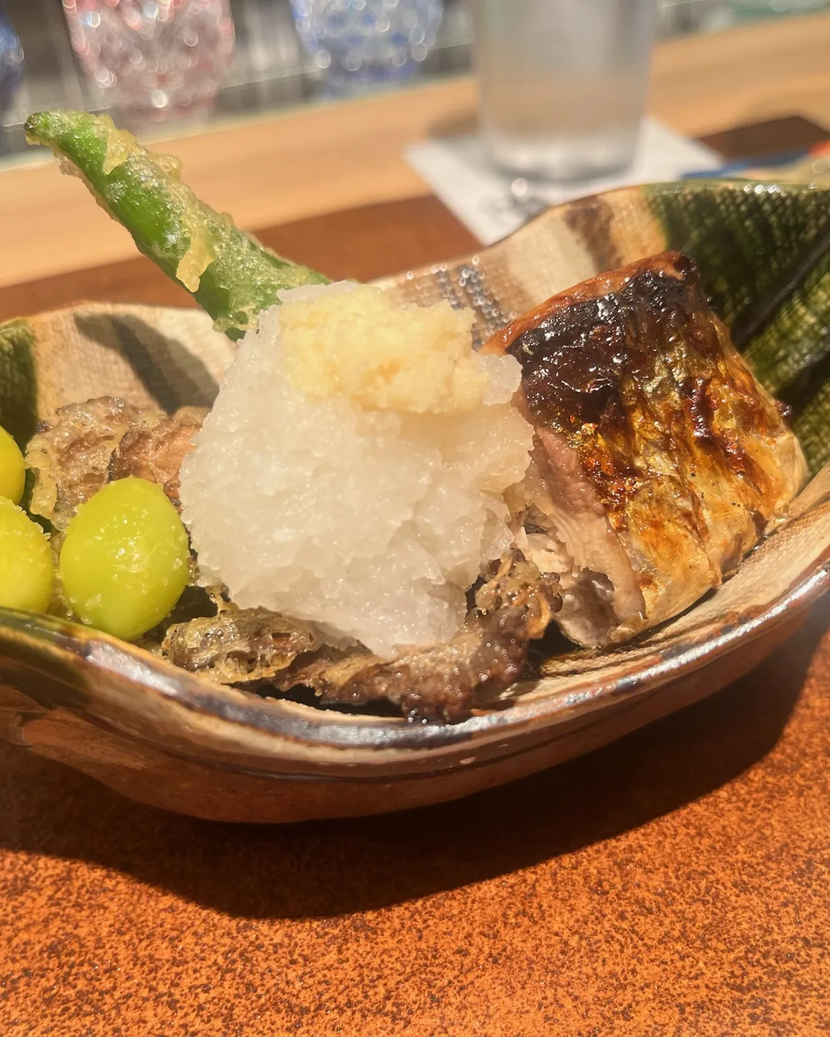 皮目の焼き物と大根おろし